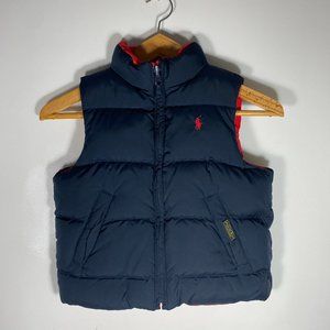 Polo Ralph Lauren Youth Vest Classic Pony Reversible Zip Puffer Navy Sz 4/4T